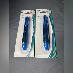 2 New Jot Blue Pens with Metal Tip NWT